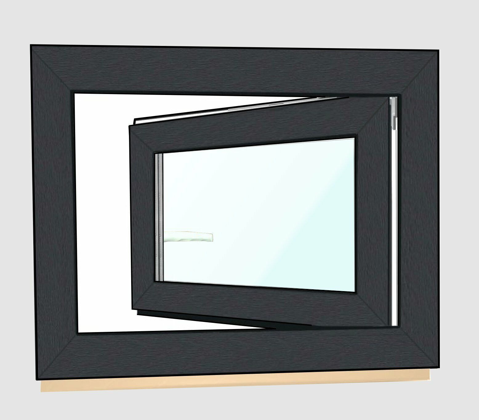 FENSTER 2 Fach (203) vom Hersteller Kömmerling Kellerfenster Kunststoff Anthrazit